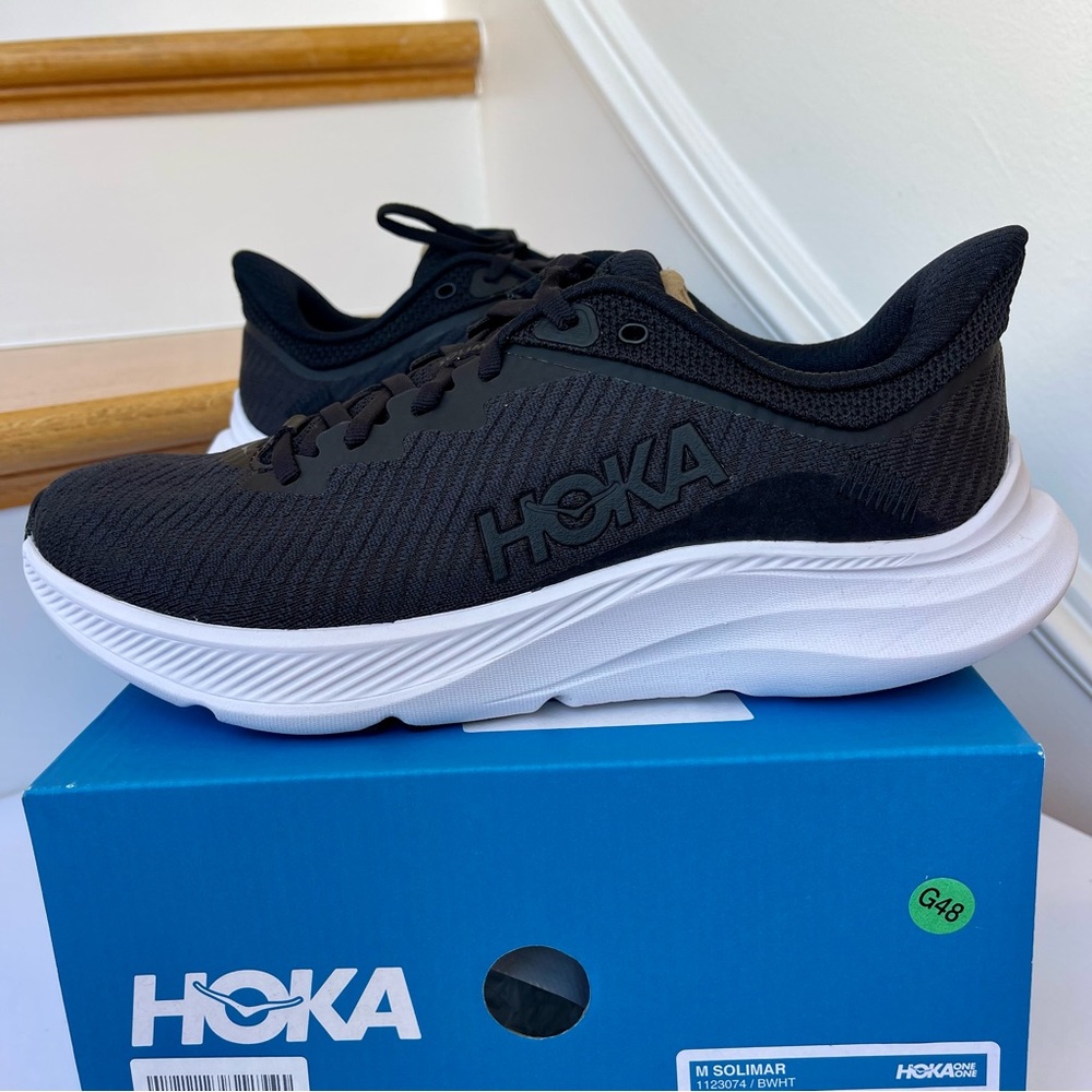 NWT Hoka Solimar Running Shoes Black / White Training Shoe , Hoka One One Men’s